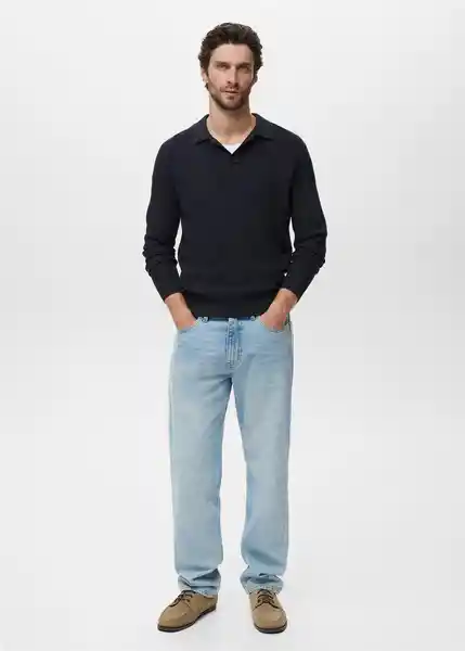 Camiseta Polo Antiguas Navy Talla L Hombre Mango