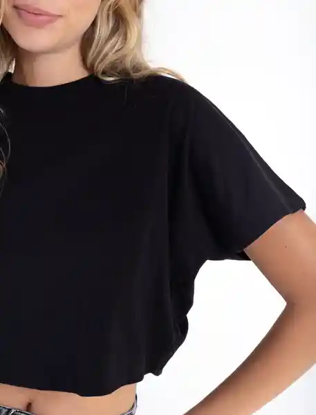 Camiseta Cropped Manga Corta Negro Puro Ultra Talla M Naf Naf