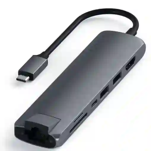 Satechi Adaptador Slim USB-C Ethernet HDMI 2 USB-A Gris Espacial