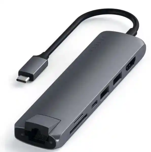 Satechi Adaptador Slim USB-C Ethernet HDMI 2 USB-A Gris Espacial