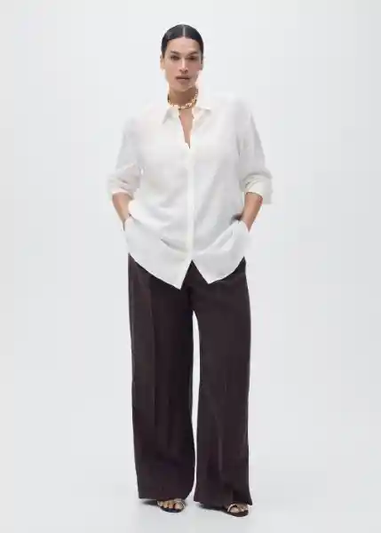 Camisa Lima Off White Talla S Mujer Mango