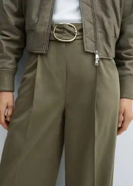 Pantalón Angie Khaki Talla 32 Mujer Mango