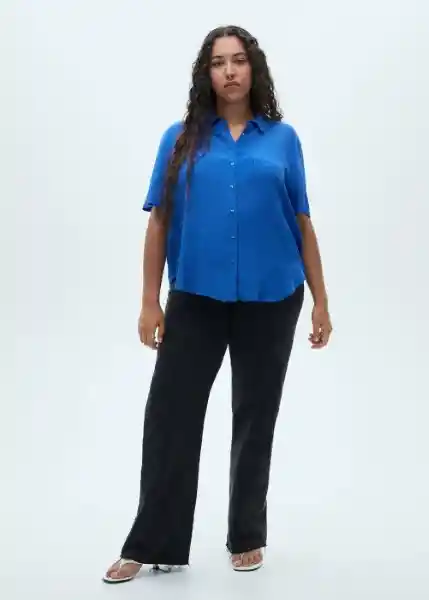 Camisa Moss Azul Talla M Mujer Mango
