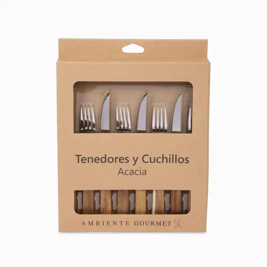 Ambiente Gourmet Set Tenedores y Cuchillo Acacia