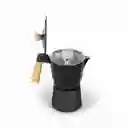 Cafetera Moka 9 Tazas Negra Mango En Madera Ambiente Gourmet