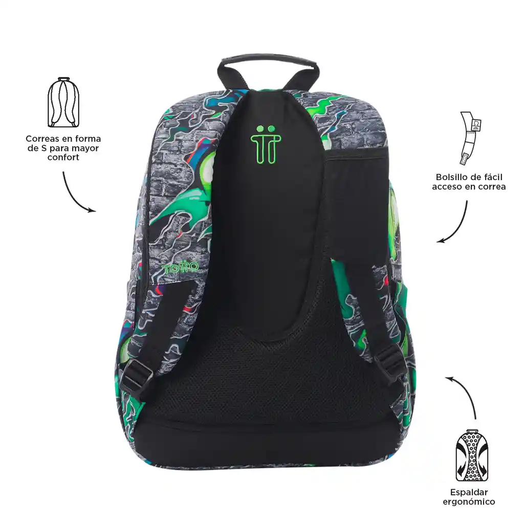 Morral Juvenil Porta Pc 14" Acuarela Gris