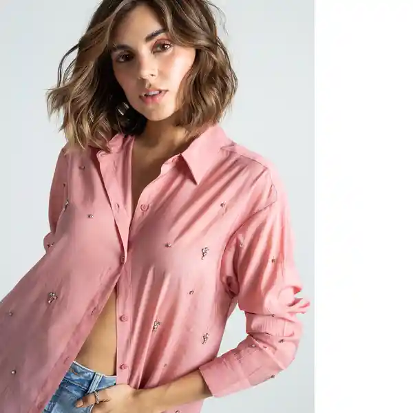 Camisa Mujer Rosa Cenizo Medio Talla M 512F045 Naf Naf