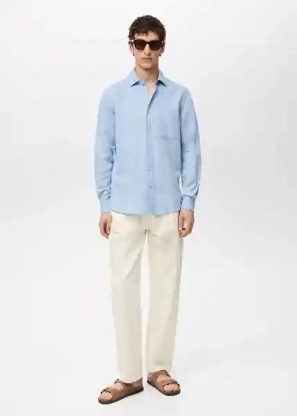Camisa Avispa Celeste Talla L Hombre Mango