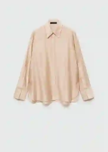 Camisa Contra Beige Talla S Mujer Mango