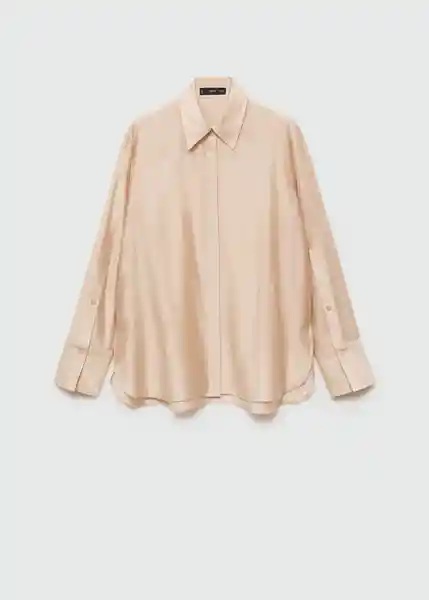 Camisa Contra Beige Talla S Mujer Mango