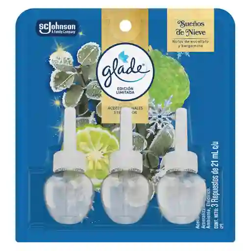 Glade Ambientador Aceites Naturales Sueños de Nieve 3 x 21 mL