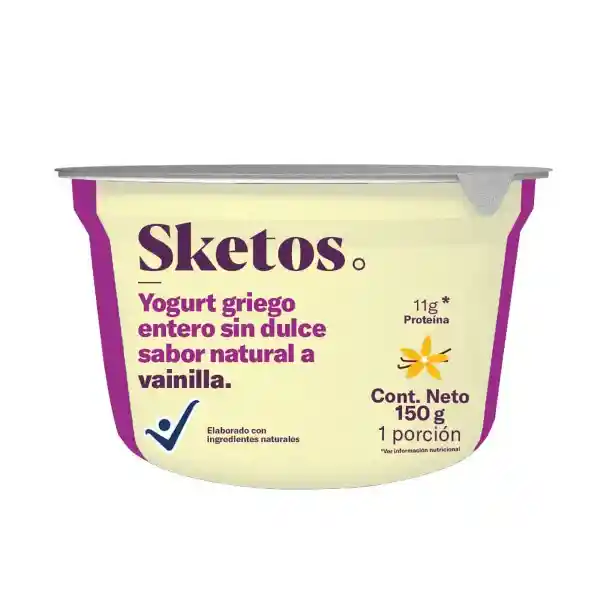 Sketos Yogurt Griego Entero Sabor Vainilla