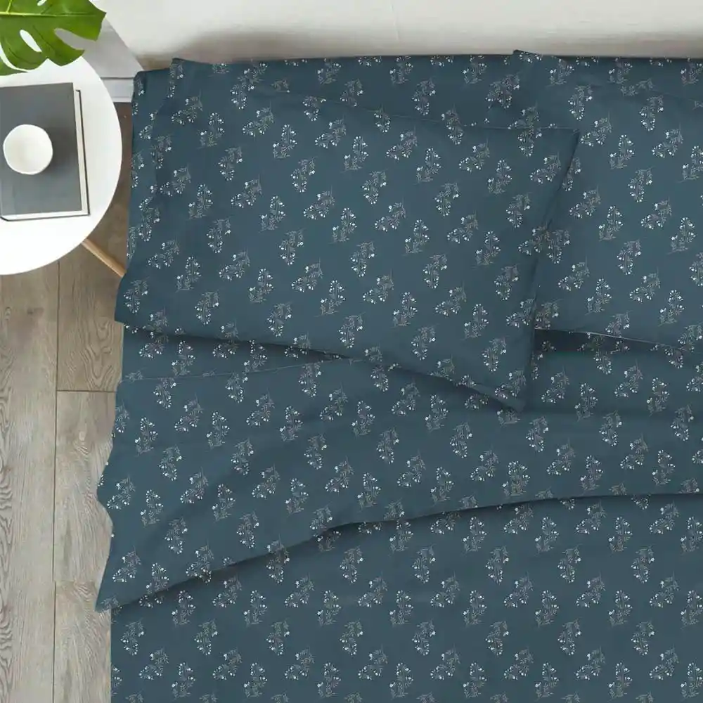 Juego Cama Doble 150 Hilos Miniprint Estampado