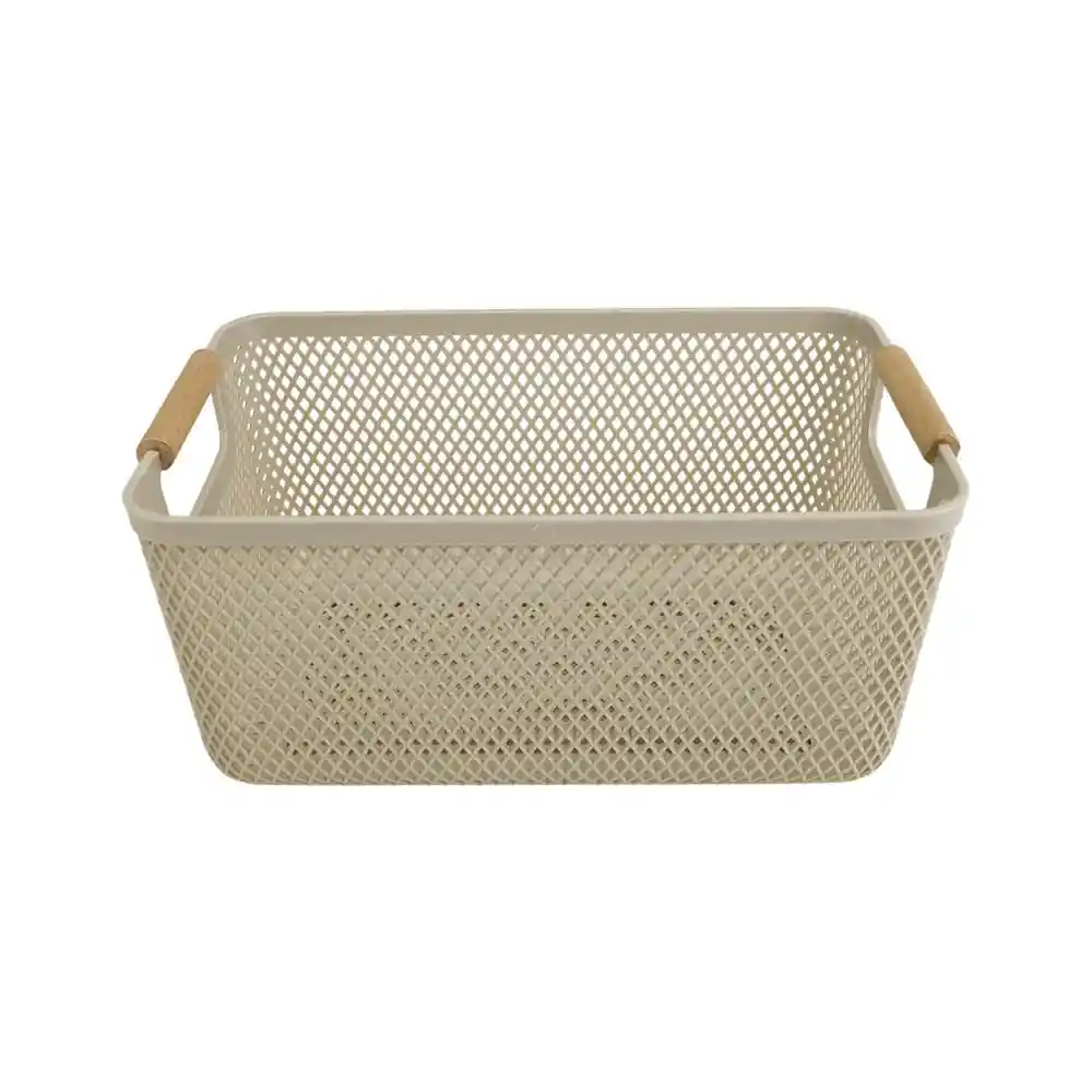 Canasto Plástico Con Asa Arena Krea