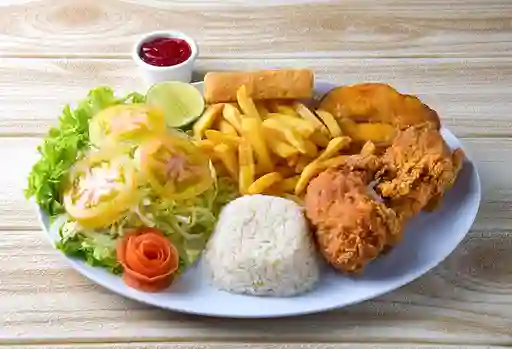Bandeja con Pollo Broaster