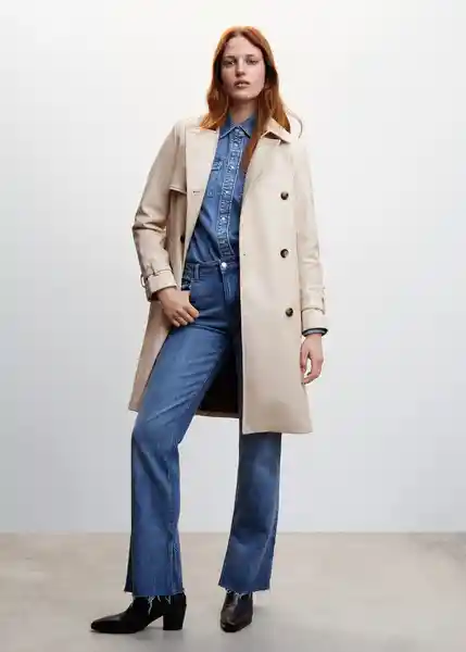 Gabardina Trench Polanapu Crudo Talla L Mujer Mango