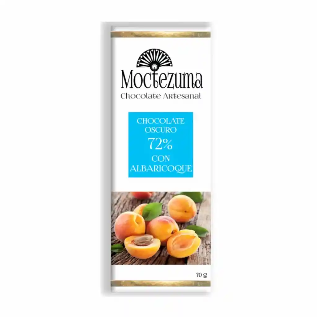 Moctezuma Barra de Cacao Artesanal al 72% Albaricoque