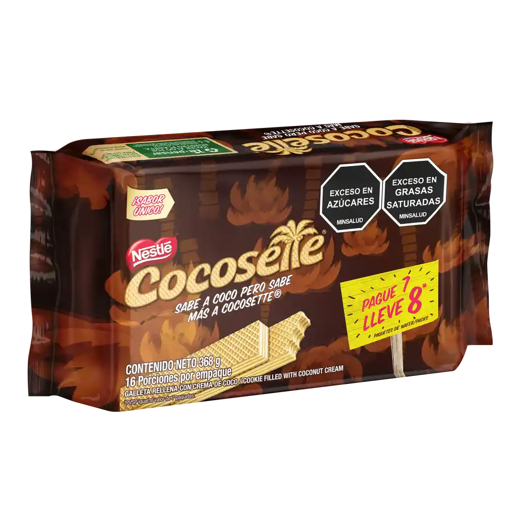 Galletas COCOSETTE Wafer con crema de coco pague 7 lleve 8 x 368g