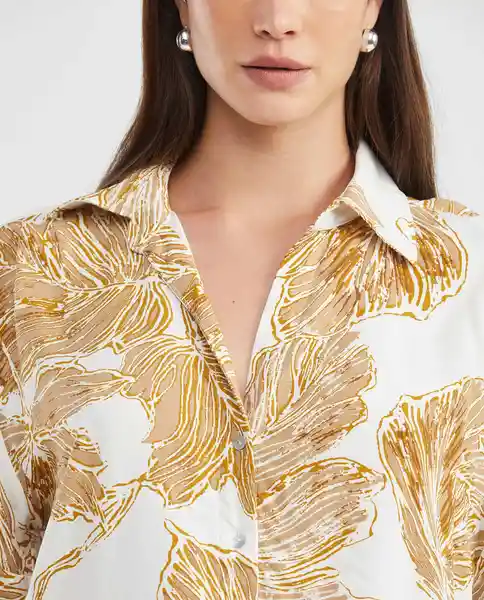 Camisa Mc Printed Resort Crudo Marfil Claro Talla L Mujer Chevignon