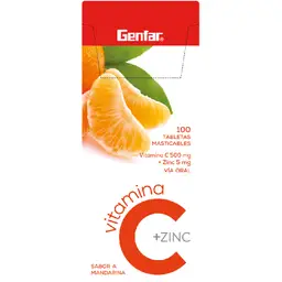 Vitamina C Genfar C + Zinc Sabor Mandarina En Tabletas Masticables