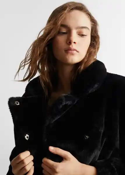 Abrigo Peluche Negro Talla 21 Mango Girl Mango