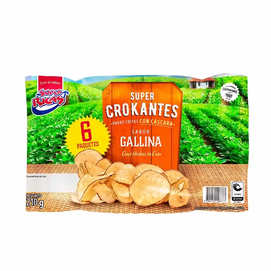 Super Ricas Papas Fritas con Cáscara Crokantes Sabor a Gallina