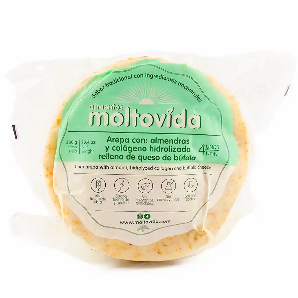 Moltovida Arepa Artesanal Colágeno Almendras y Queso
