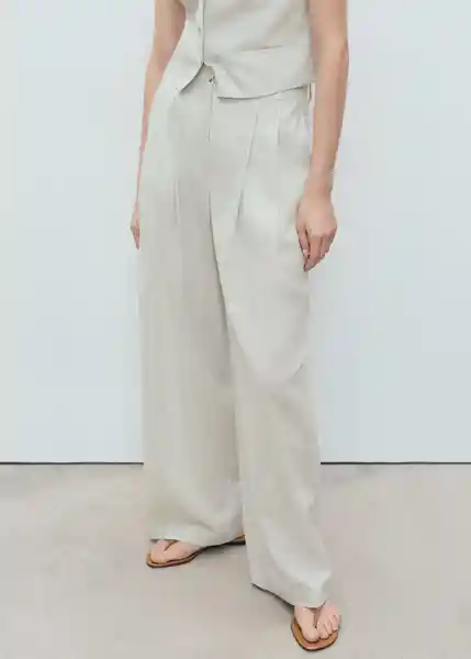 Pantalón Bali Crudo Talla 38 Mujer Mango
