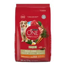Comida para perro Purina One adultos medianos y grandes pollo y carne X 3,5kg