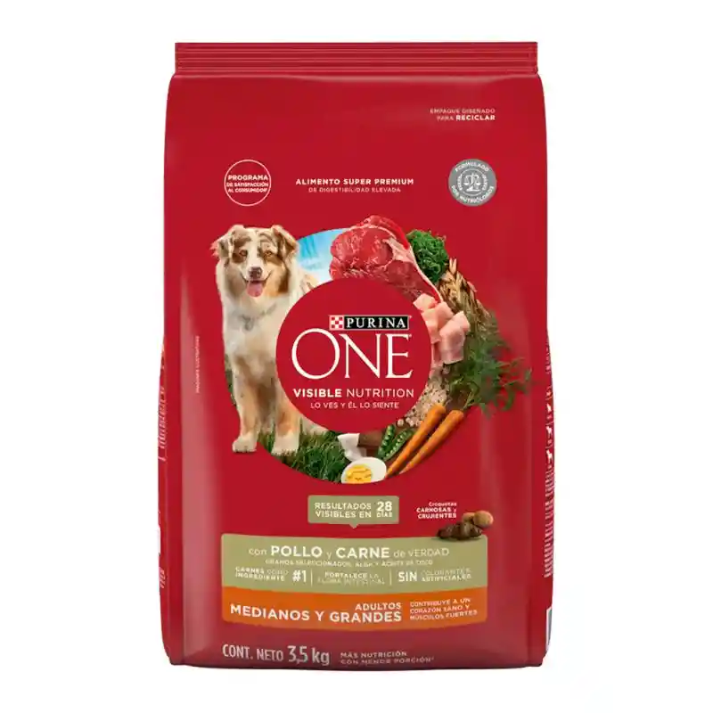 Comida para perro Purina One adultos medianos y grandes pollo y carne X 3,5kg