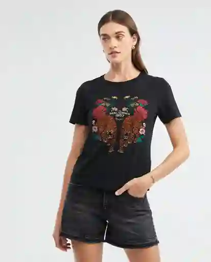 Camiseta Leopard Graphic Negro Sombrío Ultraoscuro Talla M Mujer Chevignon