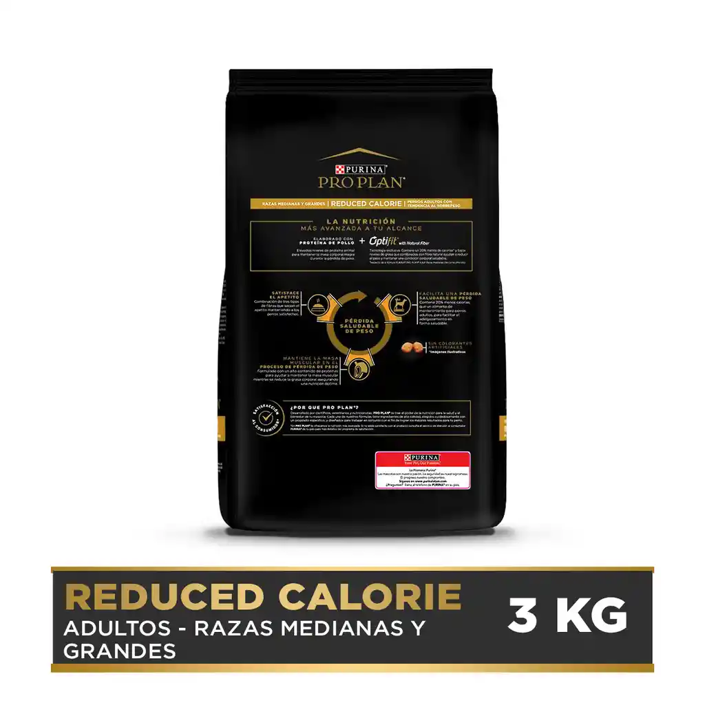 Comida para perros adultos calorias reducidas razas medianas y grandes Purina Pro Plan x 3 kg