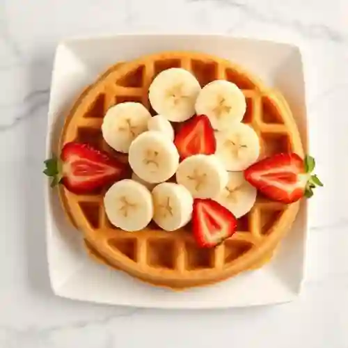 Waffle de Proteína con Banano y Fresa