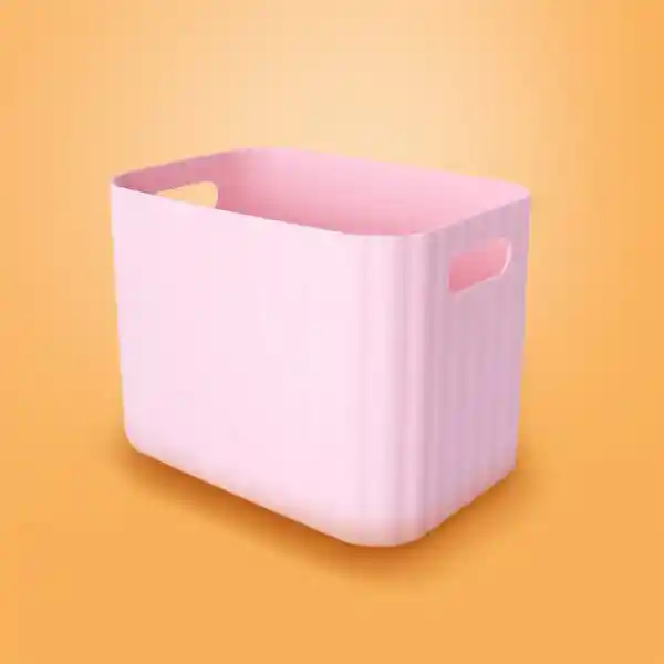 Organizador Plástico Con Asa Rosa Miniso