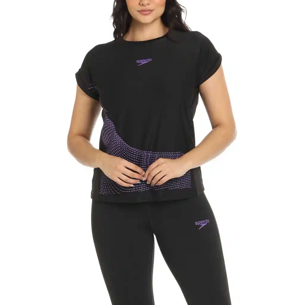 Camiseta Manga Corta Night Vibe Mujer Negro-s