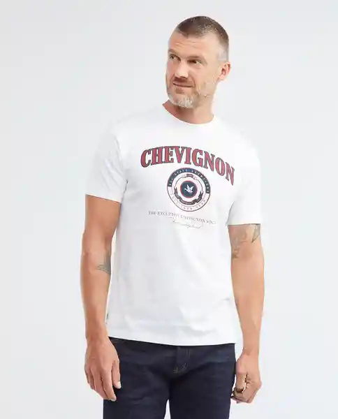 Graphic Text T-shirt M/c Crudo Prístino Claro Talla Xl Hombre Chevignon