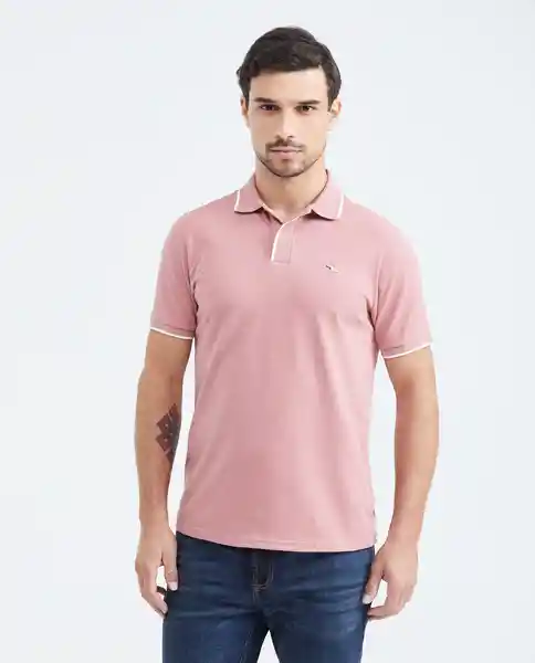 Camiseta Polo Lines Contrast Rosa Cenizo Medio T. XS Chevignon