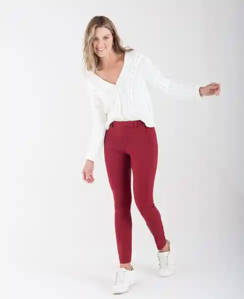 Pantalón Paris Rojo Syrah Ultra Oscuro Talla 12 Mujer Naf Naf