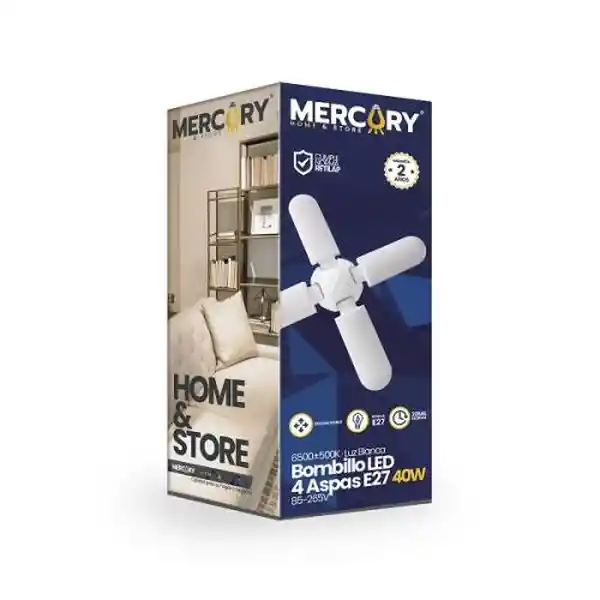 Mercury Bombillo Led 4-Aspas Escualizable 40W 6500K E27