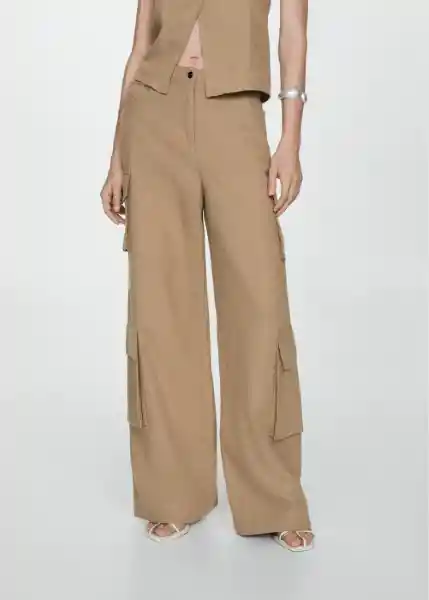 Pantalón Tartufo Marrón Talla 40 Mujer Mango