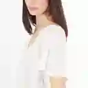 Blusa Cuello V Manga Corta Blanco Talla S 704427