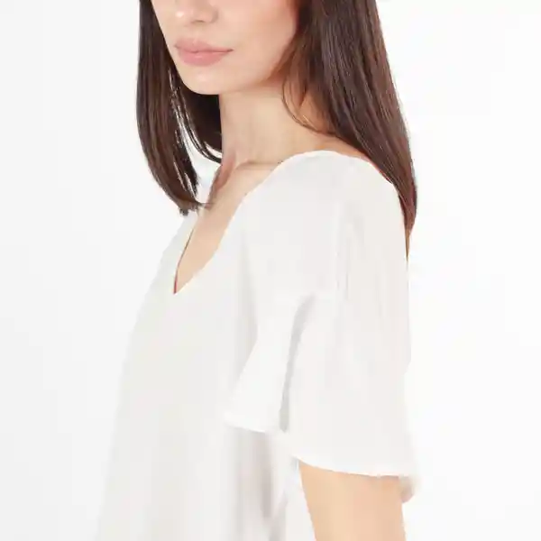 Blusa Cuello V Manga Corta Blanco Talla S 704427