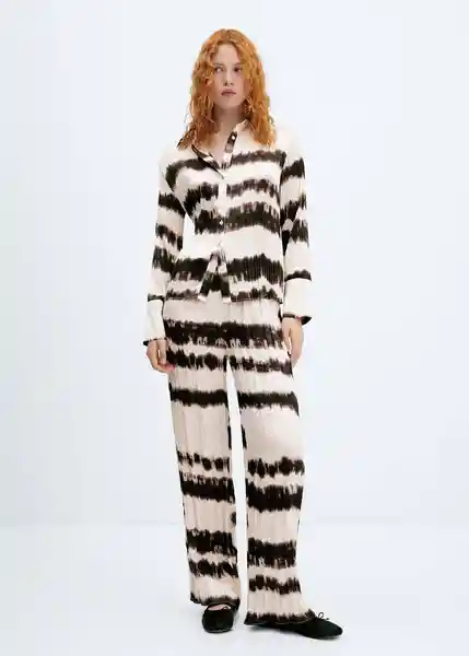 Camisa Beni Crudo Talla L Mujer Mango