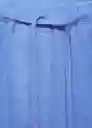 Pantalón Linen Azul Talla XL Mujer Mango