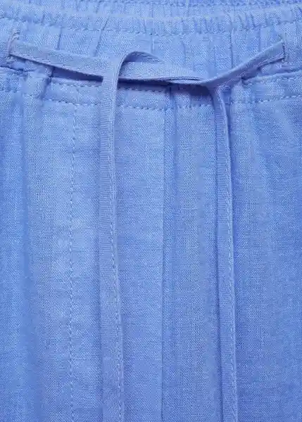 Pantalón Linen Azul Talla XL Mujer Mango