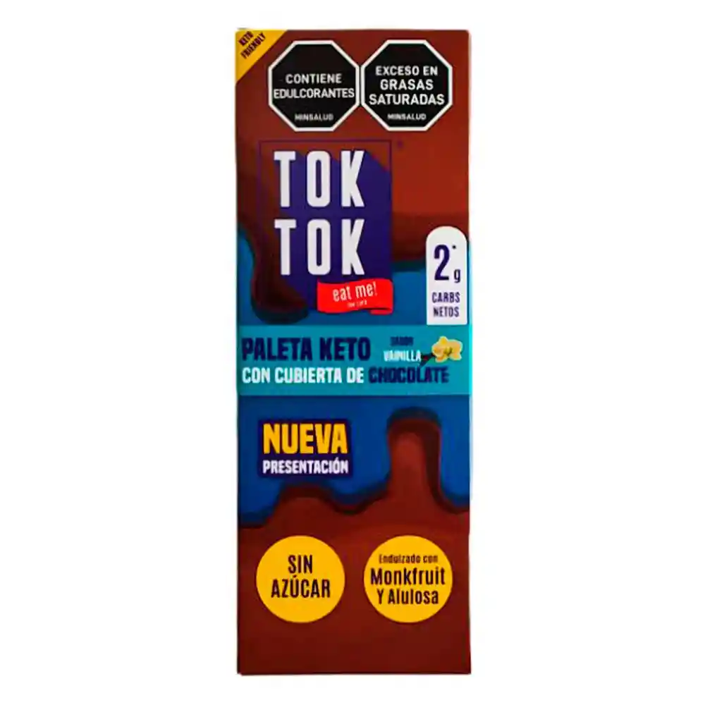 Paleta Keto Vainilla Cubierta de Chocolate Tok Tok Eat Me! Low Carb