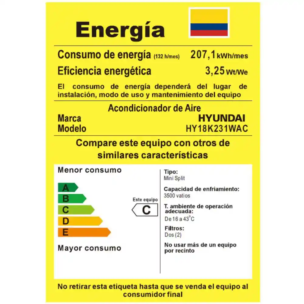 Aire Acondicionado Inverter Hyundai 12000 Btu 220 V Hy18k231wac