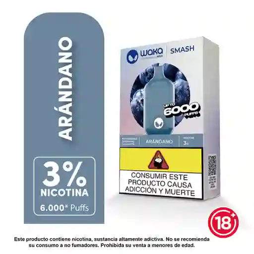 Waka Vapeador Smash Blueberry Splash 3% 6000 Puff