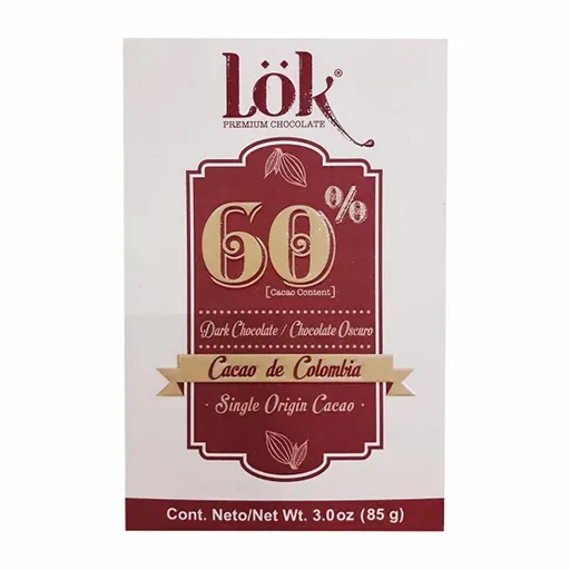 Lok Barra de Chocolate Oscuro Premium con Cacao al 60 %