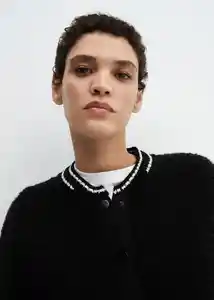 Chaqueta Cazadora Tricot Bruna Negro Talla M Mujer Mango